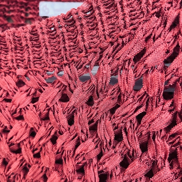 Established 1962 L Openwork Boat Neck Terracotta Sweater Pullover Ribbon Yarn - Picture 8 of 11